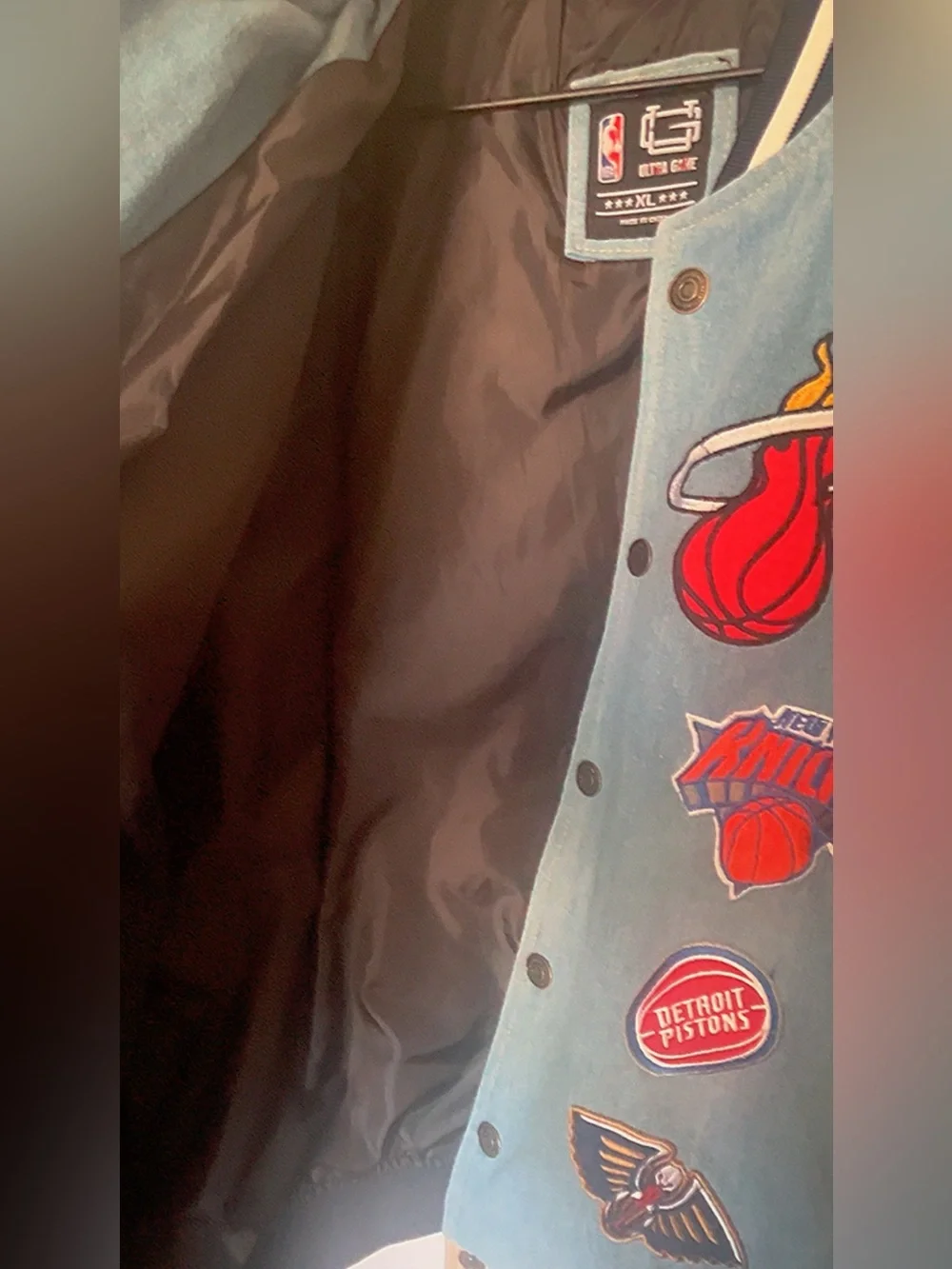 Ultra game Urban outfitters NBA logo patch letterman jacket